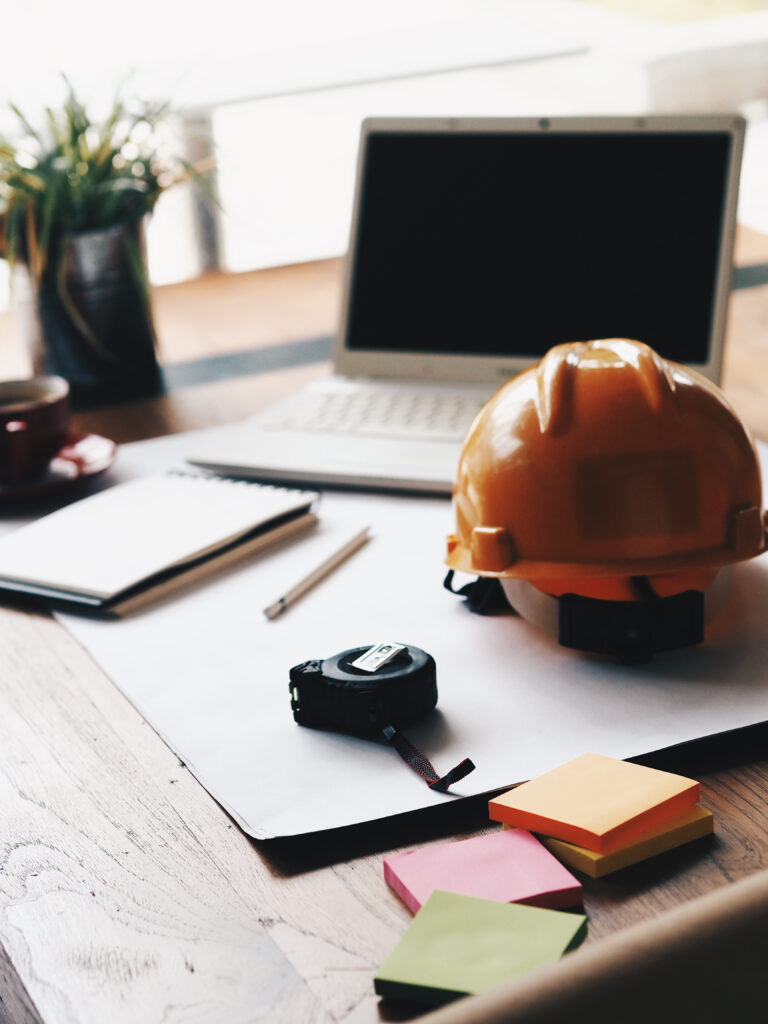 Engineering and Construction worker's desk.
