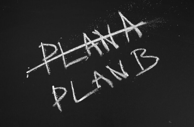 Chalkboard with Plan B written on it.