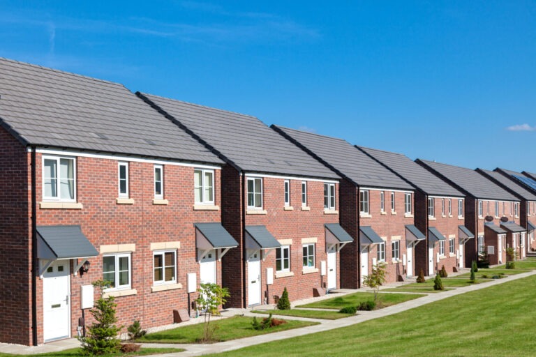 A row of new terraced houses.
